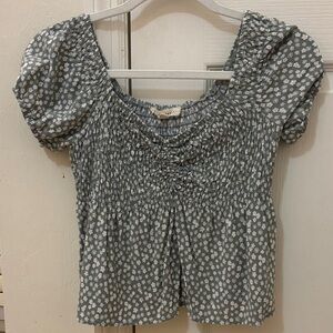 PacSun Gray Floral Smocked Blouse
